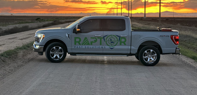 Raptor Pest Solutions branded truck at sunset in Phoenix Valley