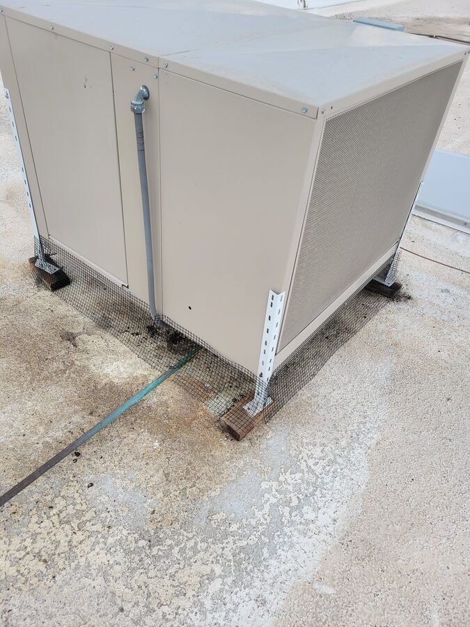 HVAC exclusion mesh on a commercial rooftop